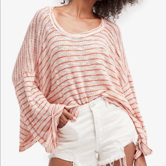 Free People Tops - Free People Stripe Island Girl Hacci Oversized Tee